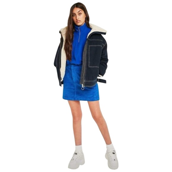 NWT BDG Urban Outfitters Wide Wale Corduroy Mini Skirt Blue Pockets Size Small - Picture 1 of 14